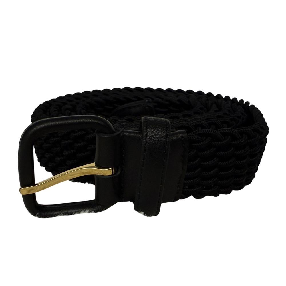 Maus & Hoffman Handbraided Elastic Belt – Black, Size 44 | Made in France